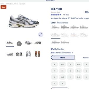 COPY - ASICS Gel 1130 white/ironclad UNISEX Mens 9.5/ Womens 11